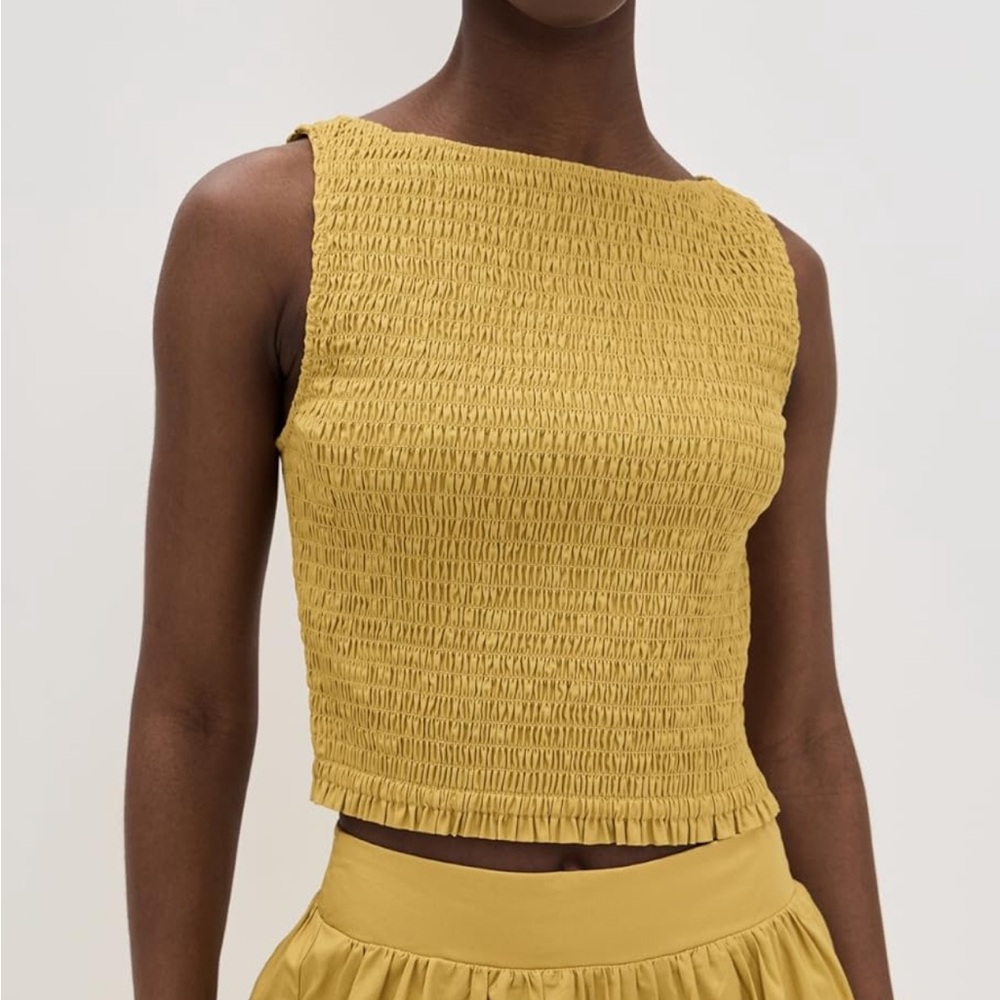 Yellow Smocked Sleeveless Top